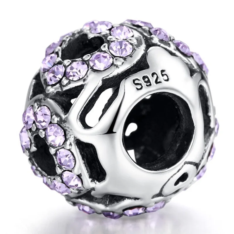

Aceworks Hollow Ball 925 Sterling Silver Pink Cubic Zircon Retro Design Charm Beads Fit Bracelet Pendants Jewelry Wholesale