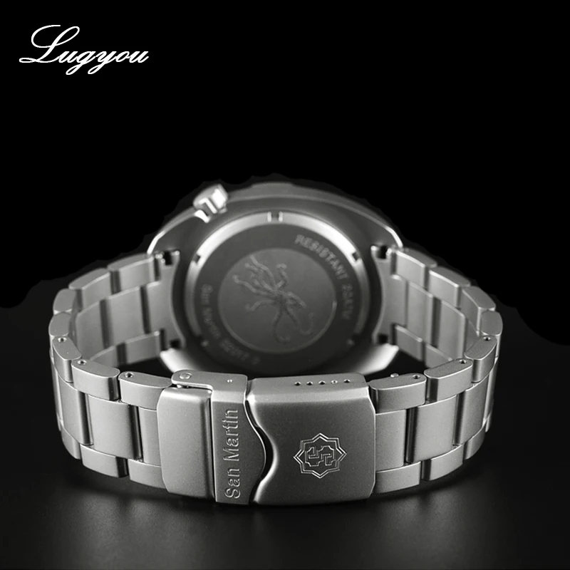 Часы Lugyou San Martin Diver Мужские механические из нержавеющей стали с песком сапфиром