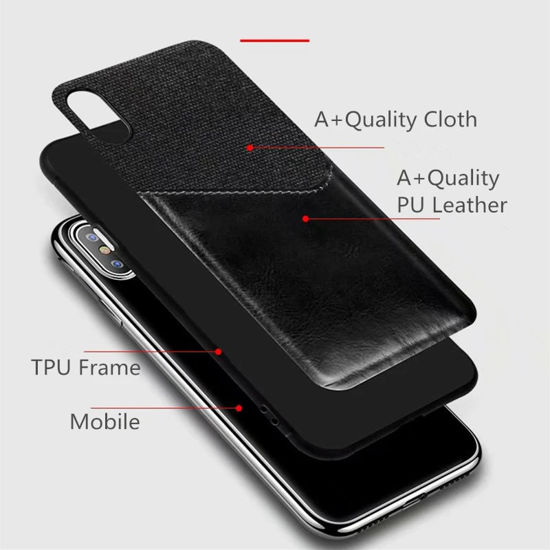 Тканевый чехол из искусственной кожи для iPhone X XS XR Max Leather 6 6s 7 8 plus Противоударная