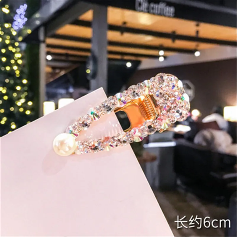 Корейские заколки для волос для женщин, модные искусственные жемчужные стразы, заколки для волос, заколка для волос, аксессуары для волос для девочек с украшением в виде кристаллов