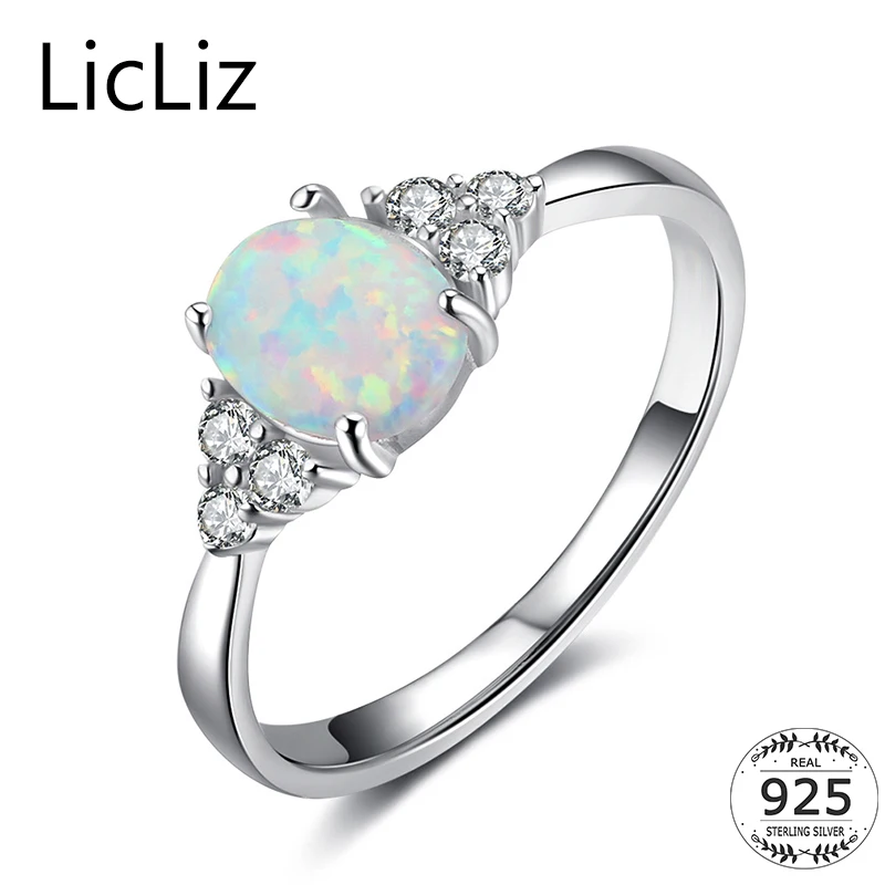 Женские серебряные коктейльные кольца LicLiz 925 пробы обручальные с белым опалом