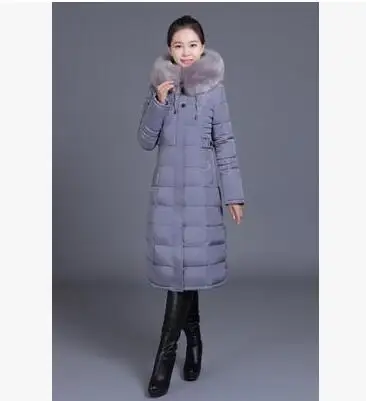 Silver gray YAGENZ6XL зимние парки пальто с капюшоном женская одежда элегантное тонкое плотное хлопковое длинное пальто теплая куртка женская - Цвет: Silver gray