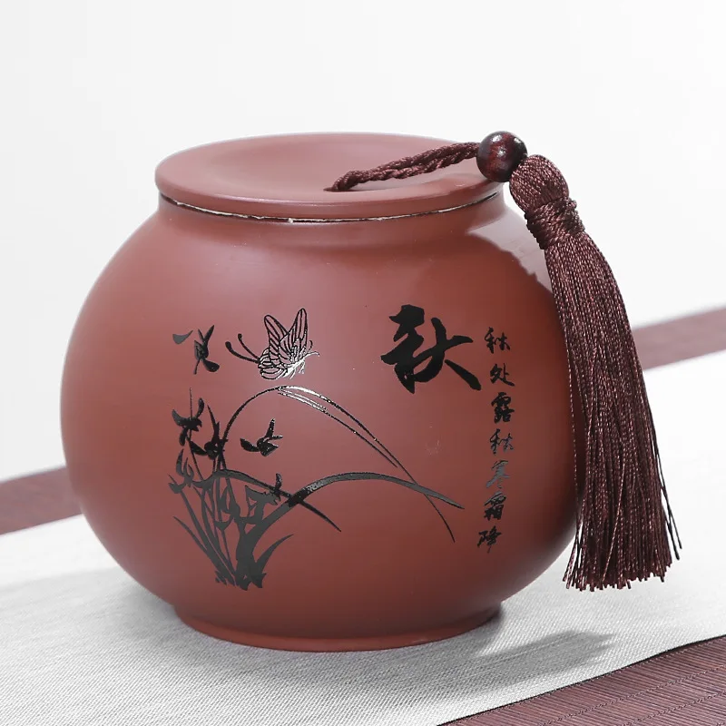 C Autumn(1000ML) Керамическая банка для хранения чая, контейнер для чая, кофе, сахара, 3 вида стилей Фарфоровая коробка для хранения, кухонные банки для специй, контейнер для еды - Цвет: C Autumn(1000ML)