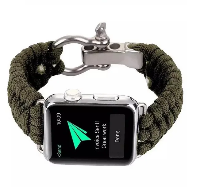 Для Apple Watch, версии паракордиальный выживающий браслет 38/42/40/44 мм нейлоновая веревка выживание, браслет, ремешок для наручных часов для Apple Watch Series 5 4 3 2