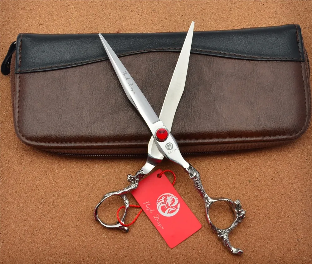 627# 7'' Brand Purple Dragon TOP GRADE Hairdressing Scissors JP 440C Big Gem Cats Dogs Pets Cutting Animal Hair Shears | Красота и
