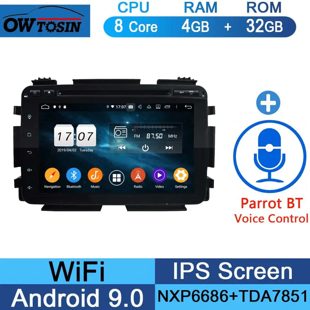 32G Parrot BT " ips 1920*1080 8Core 4G+ 64G Android 9,0 Автомобильный DVD плеер для Honda Vezel HR-V вариабельности сердечного ритма XR-V DSP радио gps - Цвет: 32G Parrot BT