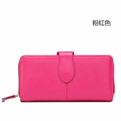candy red Женские кошельки из натуральной кожи, фирменный дизайн, Воловья кожа, на молнии, Женский Длинный кошелек, кошелек, держатели для карт, ОК, для сотового телефона - Цвет: candy red