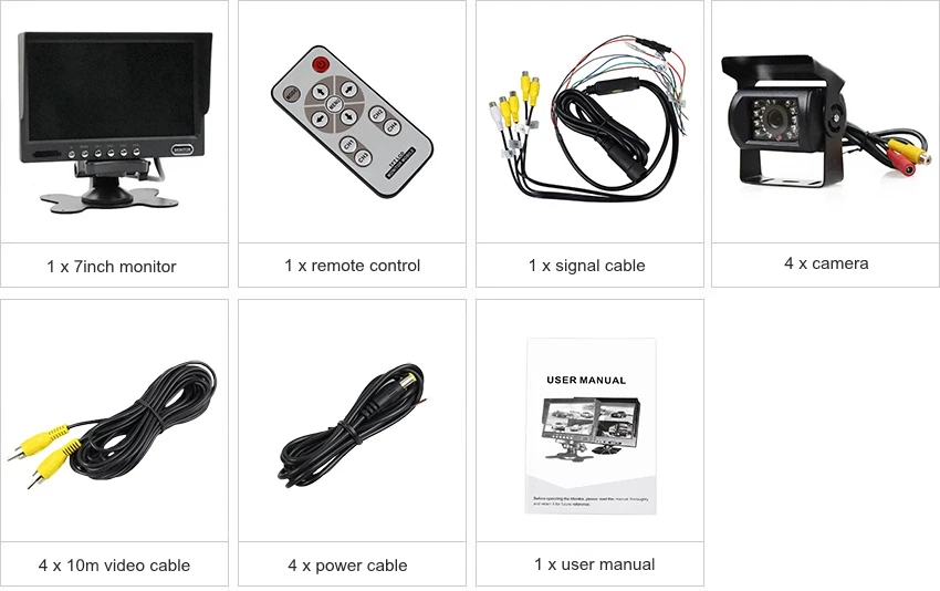 DIYKIT " 4 Сплит QUAD заднего вида монитор автомобильный монитор+ CCD ИК ночного видения резервная камера заднего вида Водонепроницаемая для грузовика автобуса