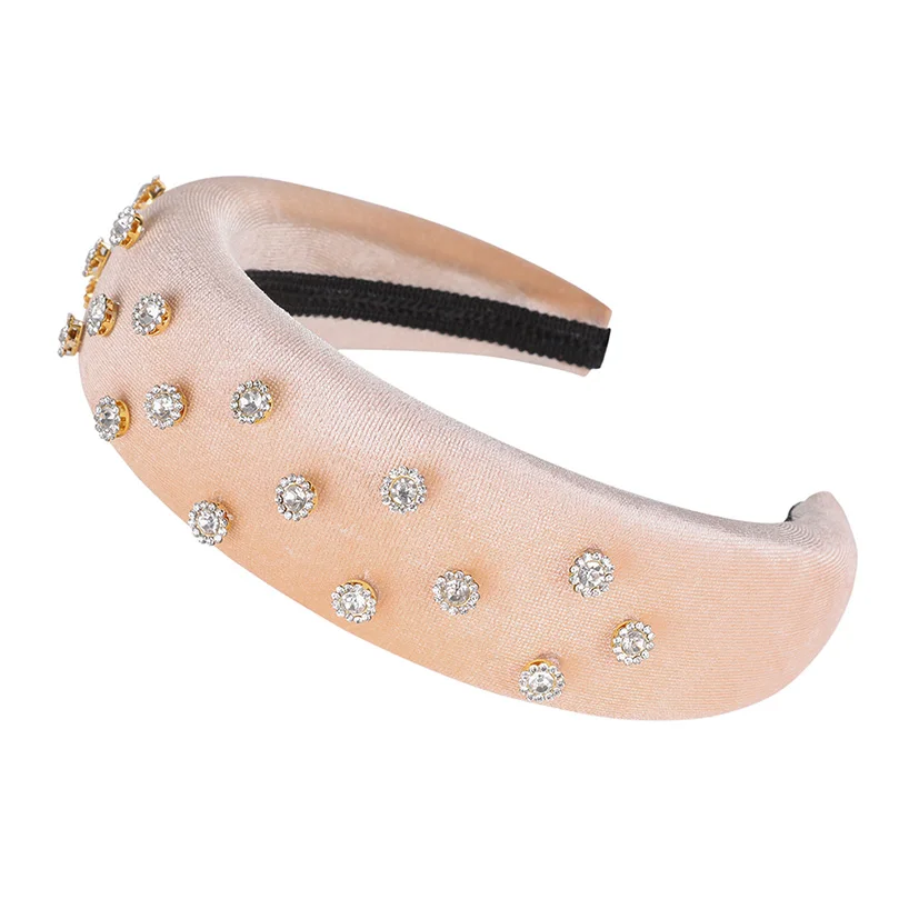 E AWAYTR New Retro Velvet Sponge Rhinestone Hairband For Women Padded Headband Girls Hair Accessories Hair Jewelry Free Shipping - Цвет: E
