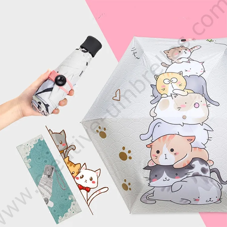 Stand cats(Cylinder) Анти-гром стекловолокна ветрозащитный 5 раз черное покрытие анти-УФ зонтик Карманный Мини цифровой 3d принт разные кошки зонтик - Цвет: Stand cats(Cylinder)