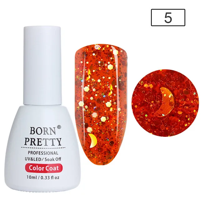 Color 5 10 мл Born pretty, голографическая Звезда Луна ногтей блестки гель Bling замочить от маникюра Светодиодный УФ гель лак для ногтей гель УФ лак лампа - Цвет: Color 5