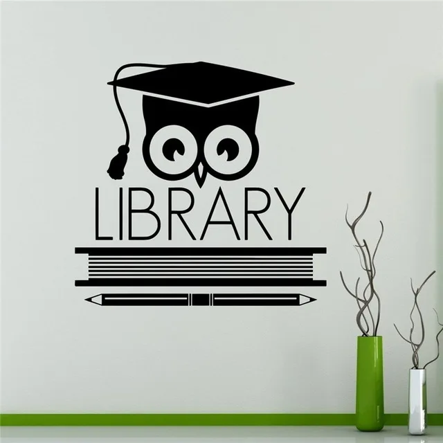 

Books Library Owl Wall Vinyl Decal Education School Wall Sticker Classroom Housewares Design Custom Decals Door Stickers