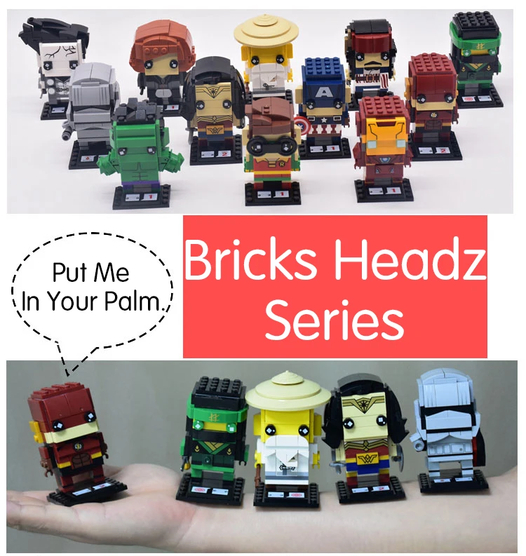 Brickheadz мини Legoings с эмблемами супергероев DC Мстители 4 Marvel 3 эндшпиль brick Heads