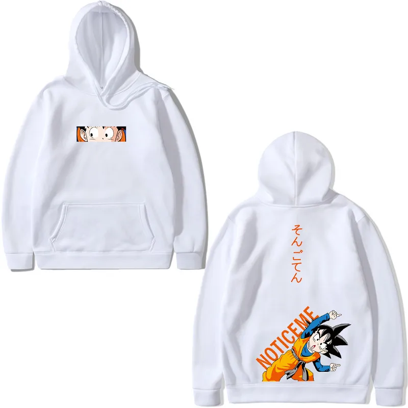 Харадзюку японская манга Sudadera Dragon Ball толстовки для мужчин и женщин любителей хип-хоп Goten трусы плюс бархатные Свободные толстовки для пар - Цвет: white