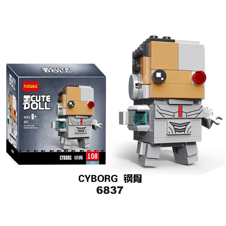 Brickheadz мини супер герой фигурки Микки DC Justice Marvel brick Heads Железный человек паук Строительные блоки детские игрушки - Цвет: Серый