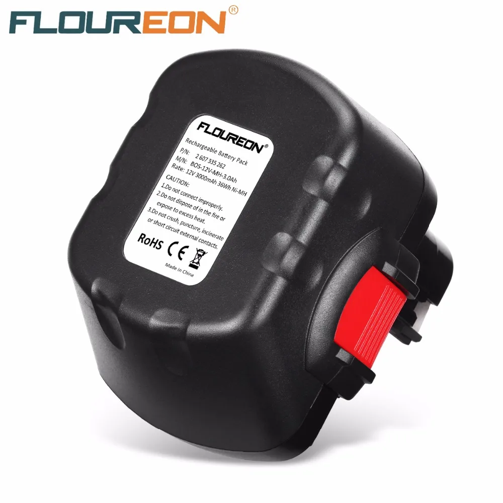 FLOUREON 12V 3000 мА/ч, сменный никель-металлогидридный аккумулятор Перезаряжаемые Батарея для GSB 18 VE-2 GDS 18 V-HT GSR 18 VE-2 PSB 18VE PSR 18VE