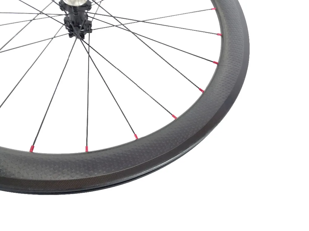 700c 50mm clincher road disc bike carbon dimple surface rear wheel U shape Powerway M32 straight pull hub X-TRA 1420 aero spokes | Спорт и