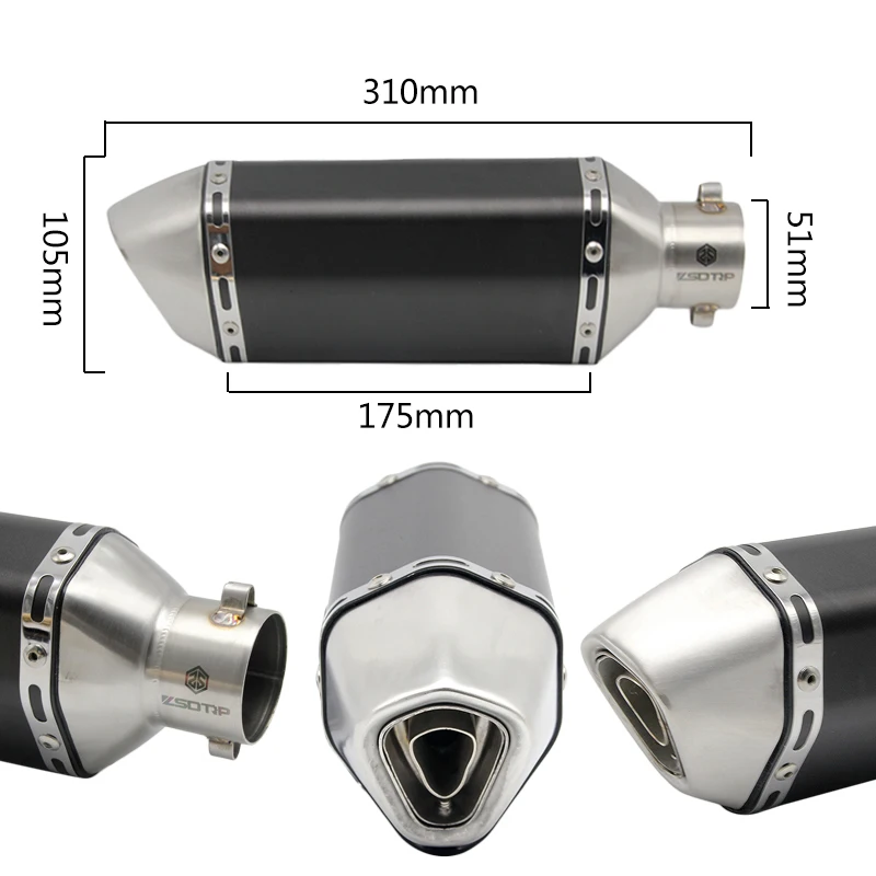 ZSDTRP 38-51 мм Универсальный мотоцикл Akrapovic выхлопная Модифицированная труба глушителя скольжения на маленький шестиугольный мотоцикл выхлопные трубы