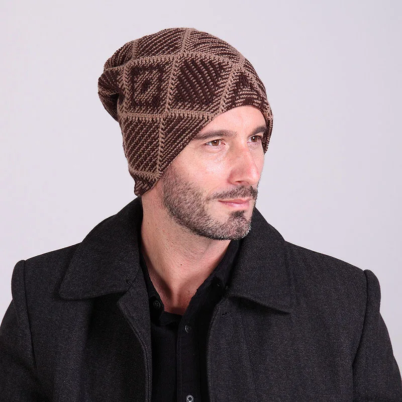 [Aetrends] Зима Шапки Для мужчин Hat шапочки Skullies с бархатом внутри Z