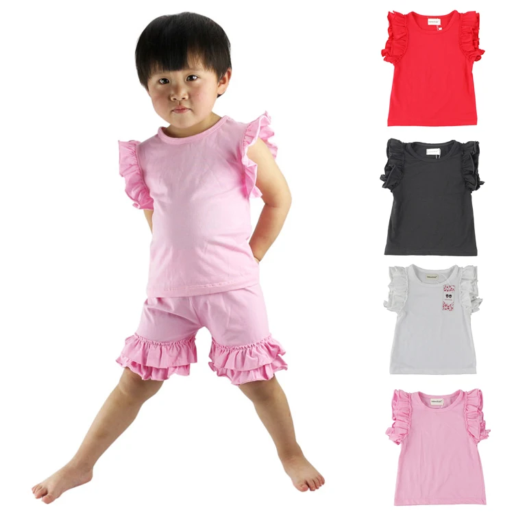 Детский однотонный топ с двойными оборками для маленьких девочек топы летние