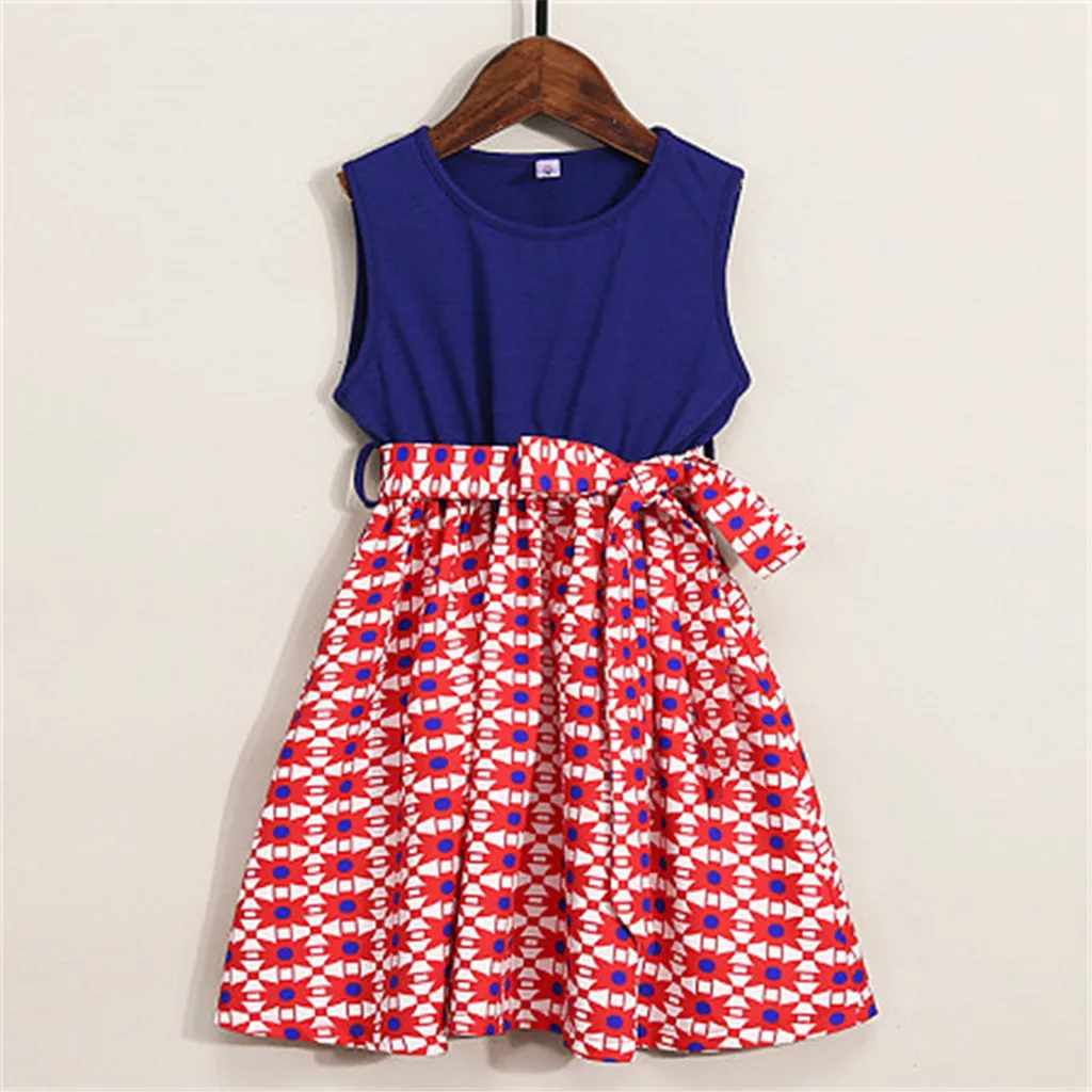 Летнее платье без рукавов для всей семьи Мама и я на 4 июля Одежда девочек deguisement