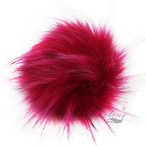 Dark Hot Pink Мех животных Ling DIY 12 шт. искусственный мех енота 11 см пушистый помпон мяч для шляпа шапочка интимные аксессуары для женщин брелок - Цвет: Dark Hot Pink