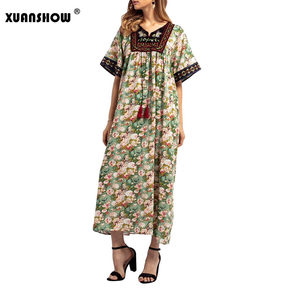 XUANSHOW женское платье Ete 2018 модное арабское с вышивкой длинное Свободные