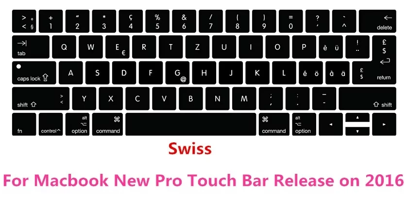 Защитный чехол для клавиатуры швейцарский силиконовый Macbook New Pro 13 &quotA1706 A2159 15&quot
