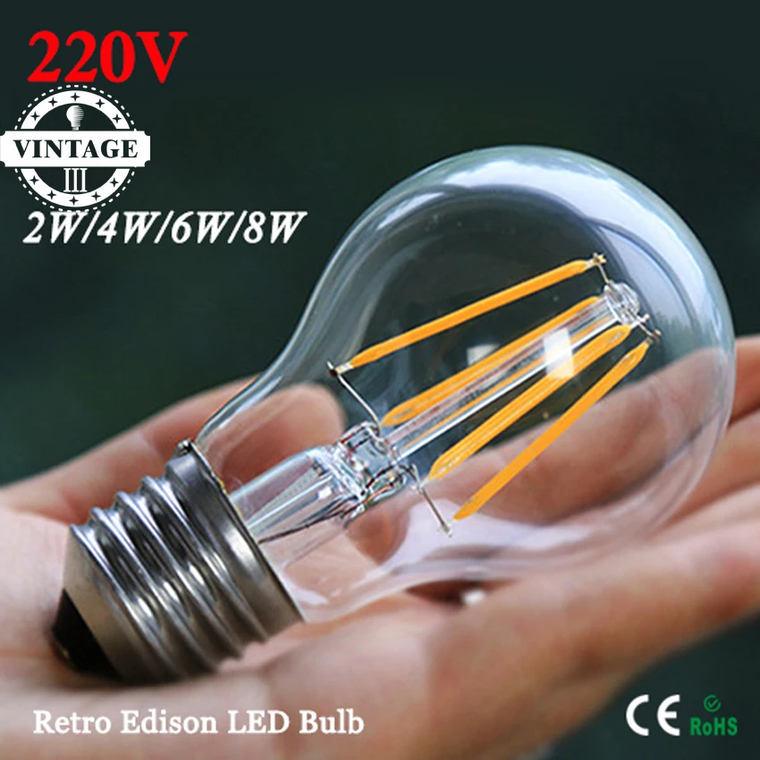 Светодиодная лампа Эдисона в стиле ретро 220 В переменного тока E27 2 Вт 4 6 8 Вт|led lamp|led