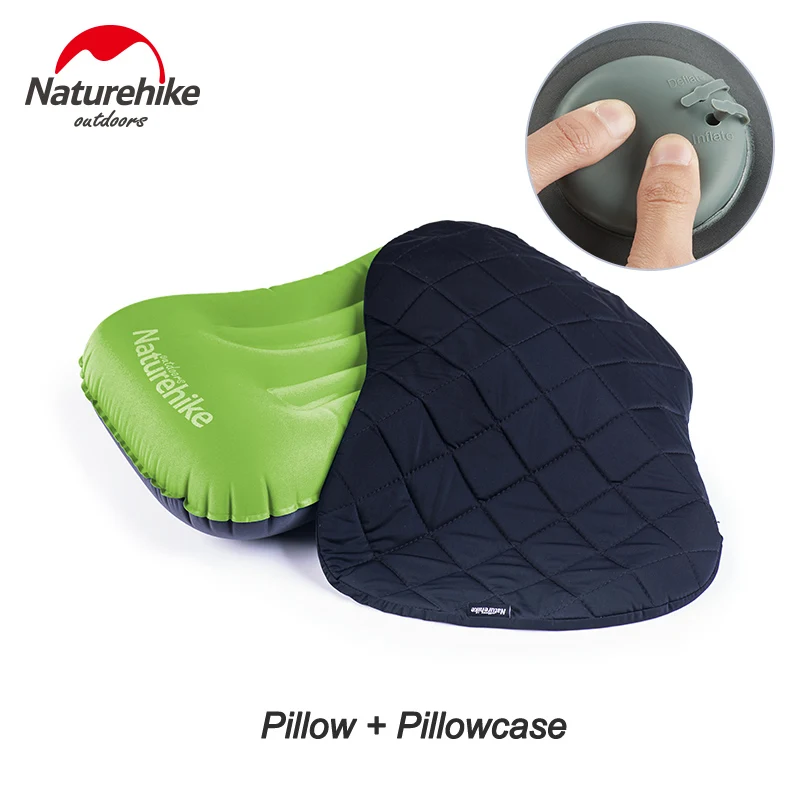 Green Pillowcase 2 Naturehike Air надувная подушка Сверхлегкий Портативный ручной Пресс Открытый Подушка путешествия подушка для шеи складной походный туристический коврик - Цвет: Green Pillowcase 2