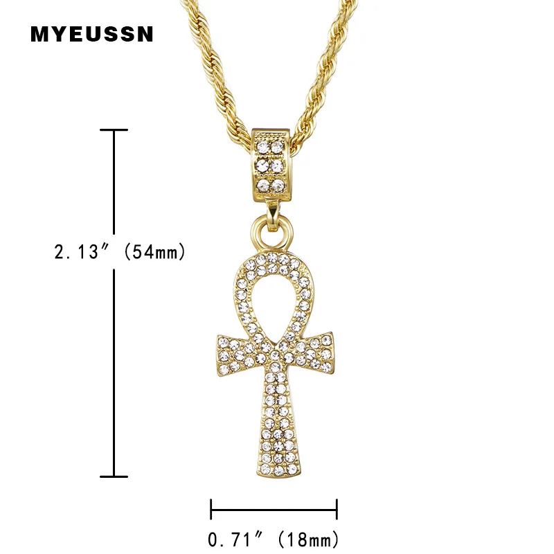 Bling Jewels украшение кристалл Ankh кулон/ожерелье мужской ледяной из сплава Веревка