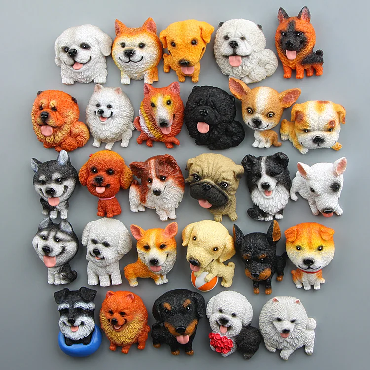 

1Pcs/set Cartoon 3D Fun Husky Bulldog Fridge Magnet Kid Early Education Dog Magnetic Stickers for Fridge Resin Figure Sticker