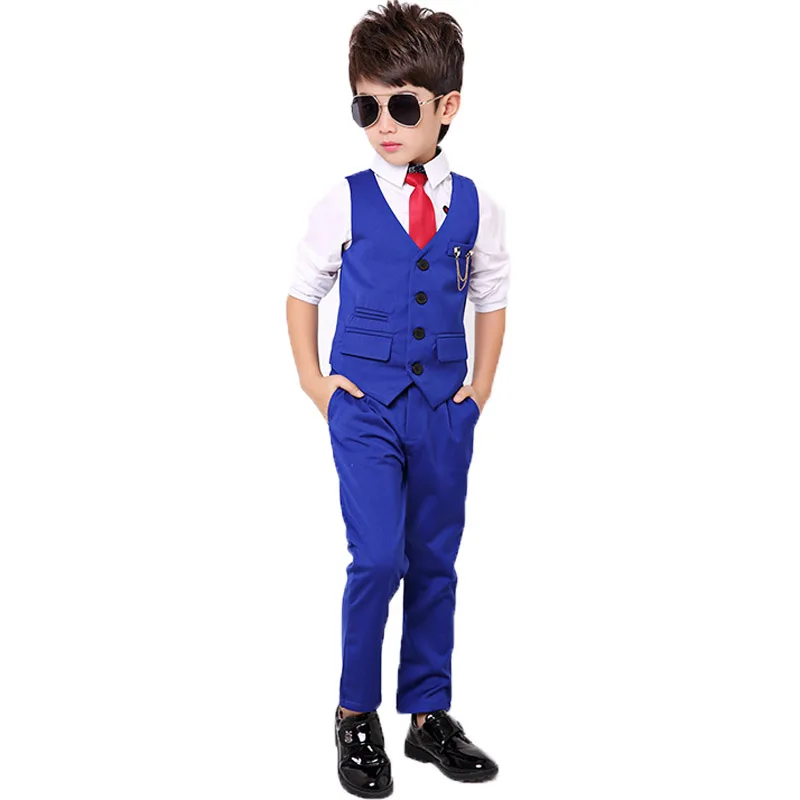 

Boys Formal Suits Birthday Wedding Party Dress Kids sets for Gentleman Waistcoat Pants 2Pcs Piano Performance Children Clothes