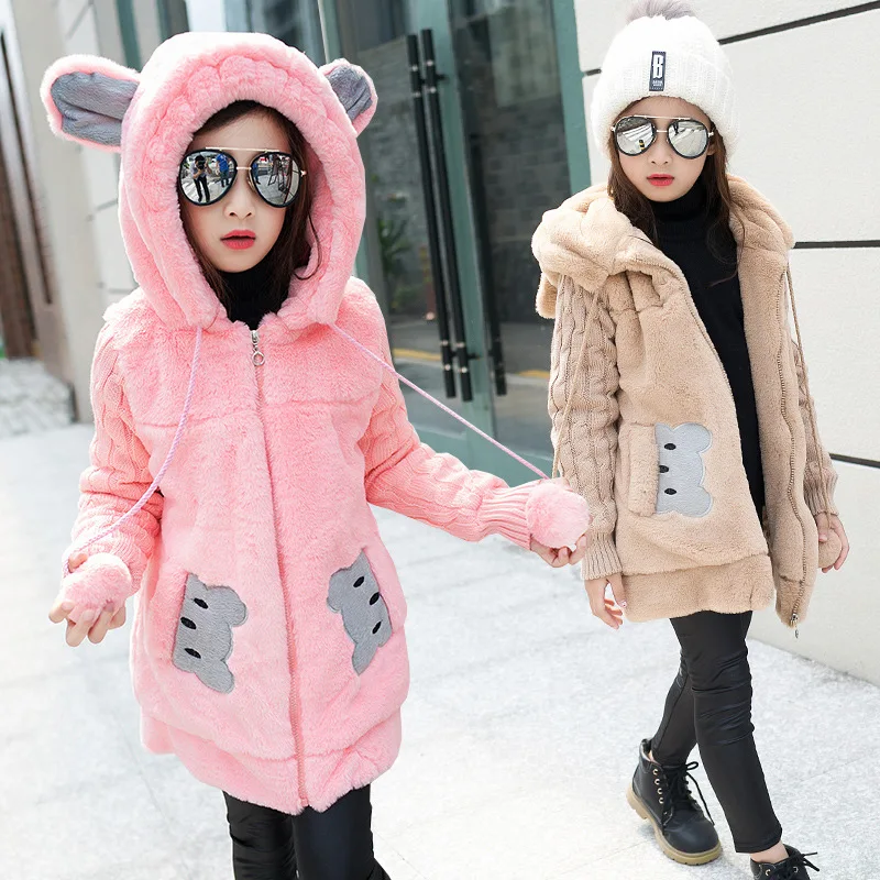 Зимнее пальто из искусственного меха для девочек 2020 детская одежда детское