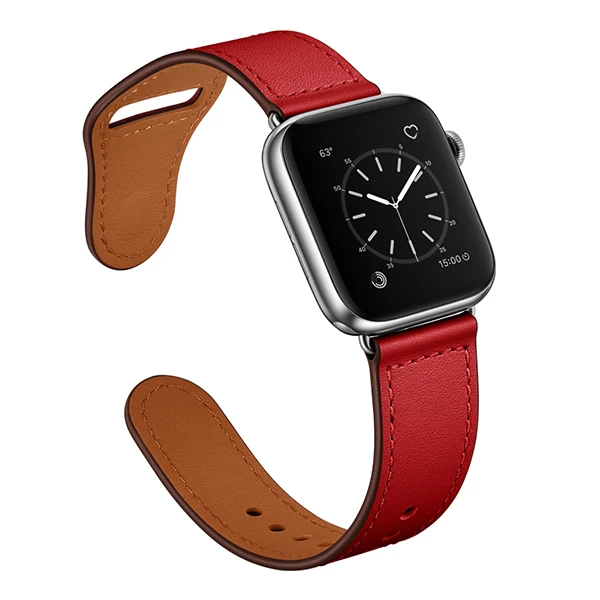 Ремешок из натуральной кожи для часов Apple Watch Band для iwatch series 4 3 2 1 Модель 38 мм 42 мм 40 мм 44 мм Высокое качество - Цвет ремешка: Dark Red