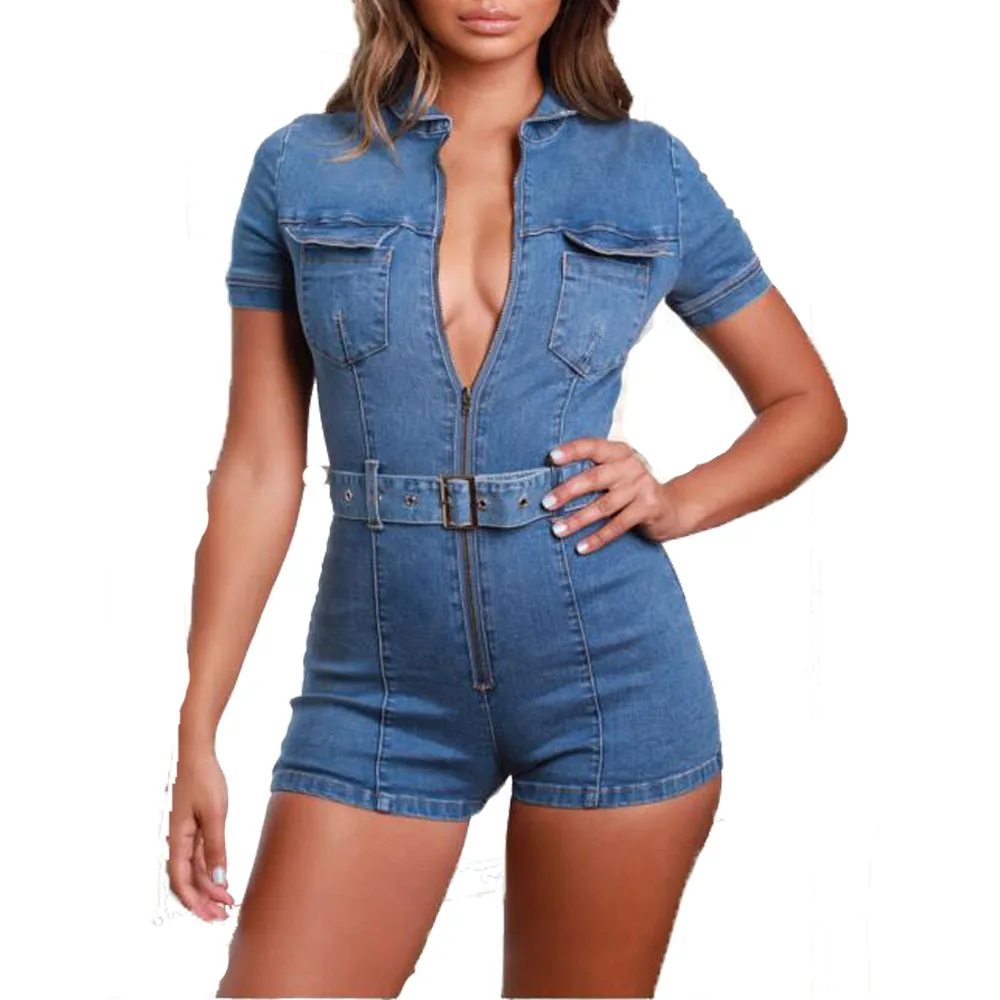 Женский модный новый джинсовый комбинезон с глубоким v образным вырезом