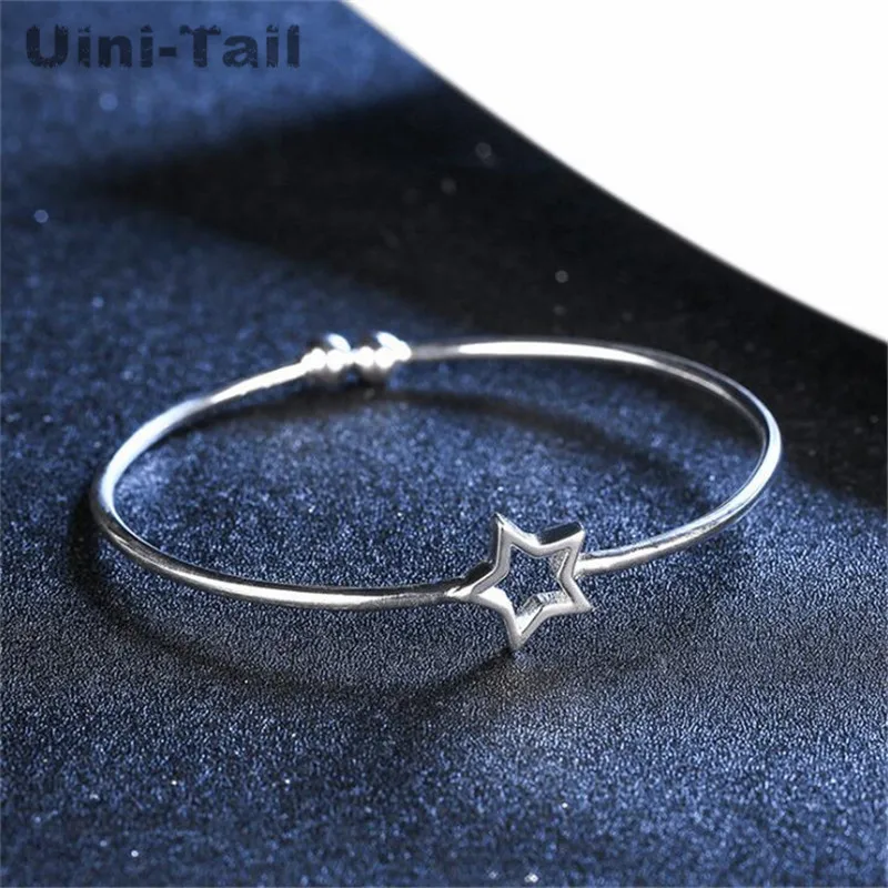 Uini-Tail hot new 925 Tibetan silver small fresh five-pointed star bracelet women fashion cute smooth wholesale | Украшения и
