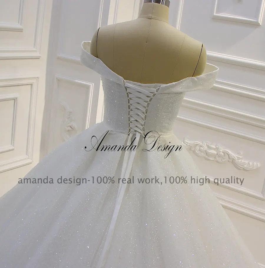 Аманда дизайн robe de mariage с открытыми плечами Блестящий блестящий шар свадебное платье