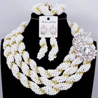 fine african jewelry set nigerian wedding necklace set 3 layers white gold jewellery set costume choker indian beads set 2018
