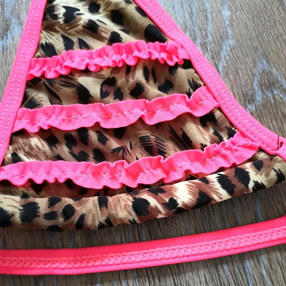 6-16 Years Leopard Print Teenager Girl Bikini Kids Swimsuit Children Two Piece Swimwear Halter Top Big Swimming Suit Child | Спорт и