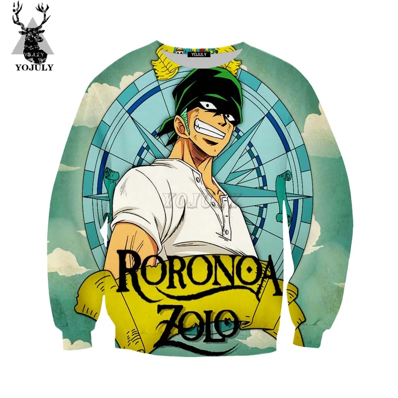 YOJULY 3D печатная Мужская и женская японская аниме цельная Roronoa Zoro Повседневная