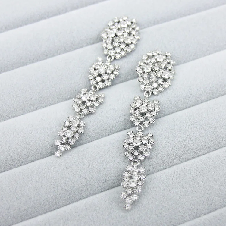 Новые длинные серьги с кристаллами и стразами Золотые для женщин ювелирные