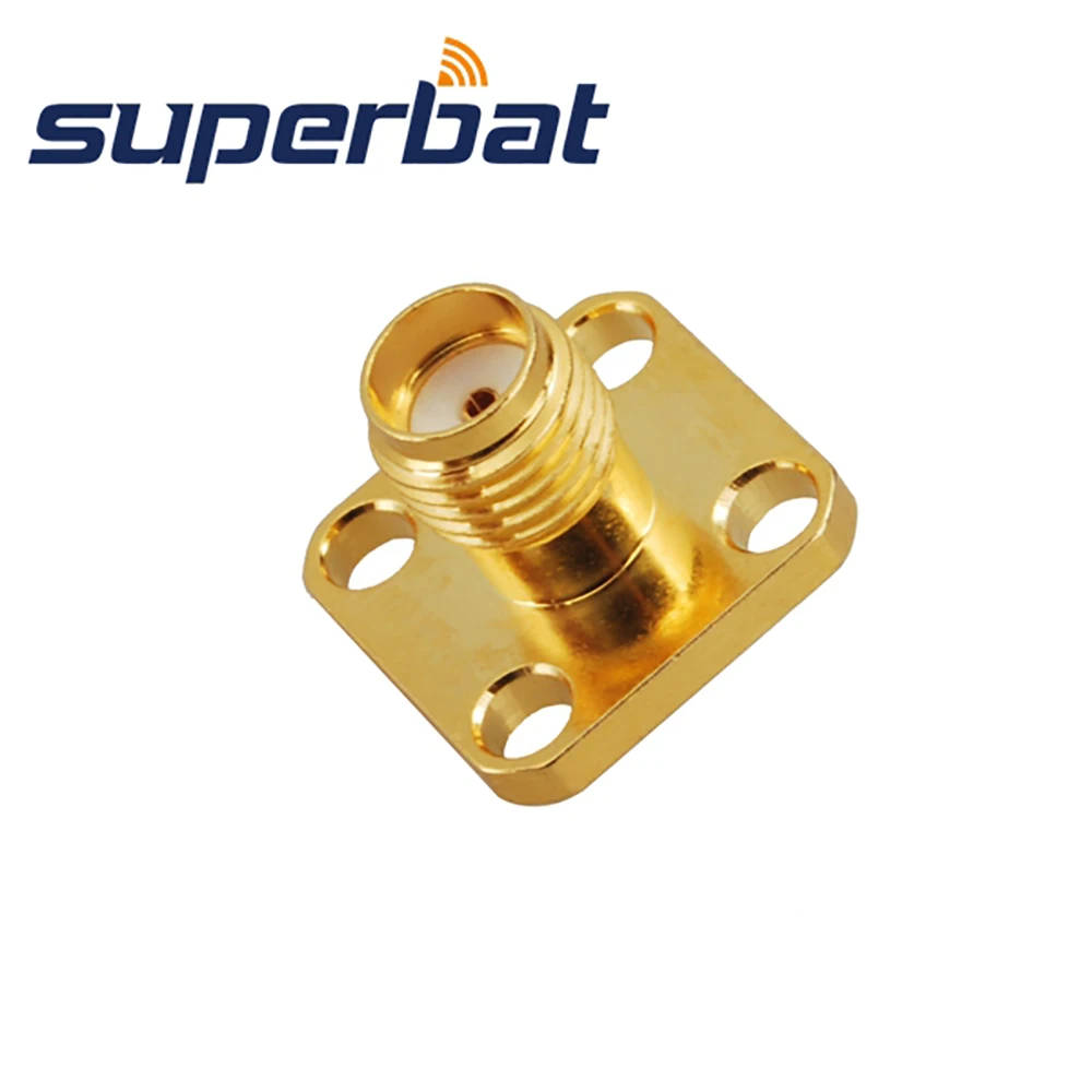 Superbat 10pcs SMA 4 hole Chassis Panel Mount Female with Solder Post Terminal