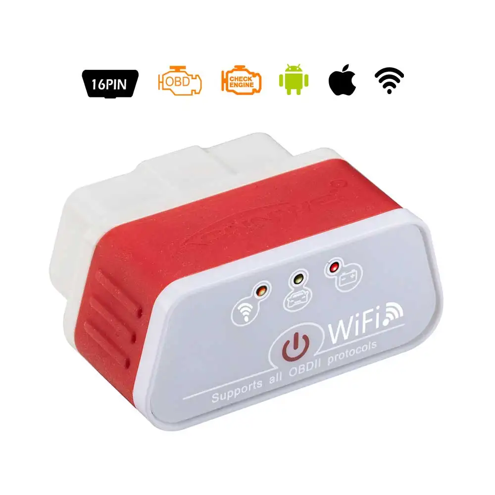 Konnwei KW903 EML327 Wifi V1.5 Авто OBD2 диагностический инструмент ODB 2 Автосканер ELM 327 Wi-Fi OBD2 код ридер для Android/IOS Wi-Fi - Цвет: red and white
