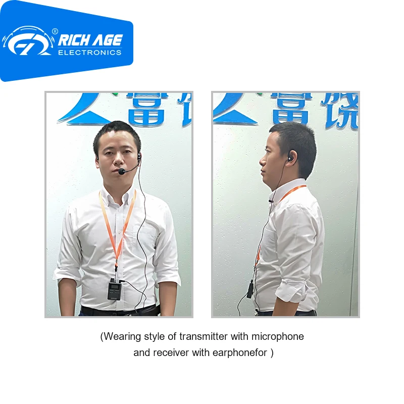 구매 RichiTek 오디오 가이드 이어폰, 2 송신기 + 8 수신기, Hajj 및 Umrah 용, 콘덴서 마이크 포함