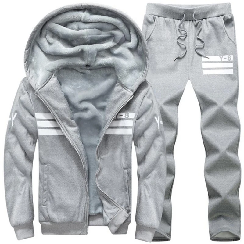 

Large size M~7XL 8XL 9XL Winter Tracksuits Men Set Thicken Fleece Hoodies+Pants Suit Warm Casual Men's Coats Hoodie sportsuit
