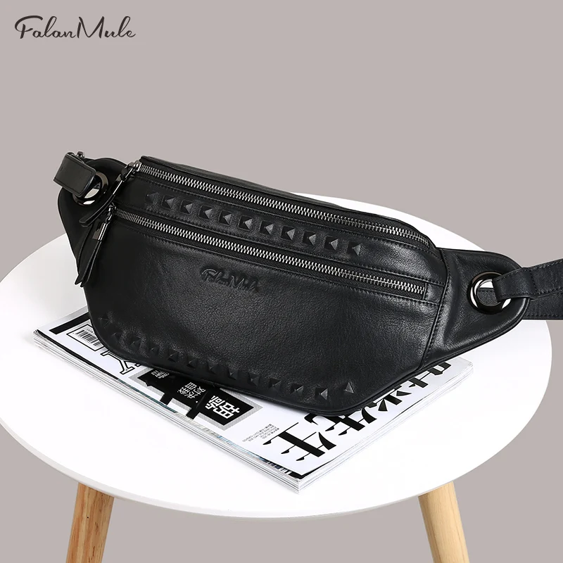Falan Mule 2019 Chest Bag Men Fashion 100% Genuine Cow Leather Crossbody Male Belt Waterproof Shoulder Bags Waist Pack 1746-65 | Багаж и