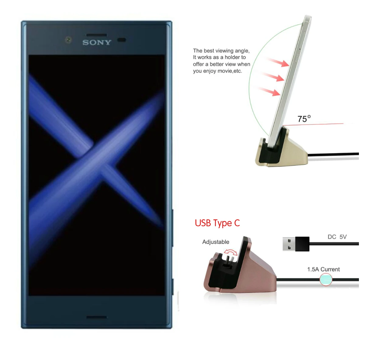 Премиум Быстрая зарядка USB C док станция для Sony Xperia XZ X Compact Type передачи данных и