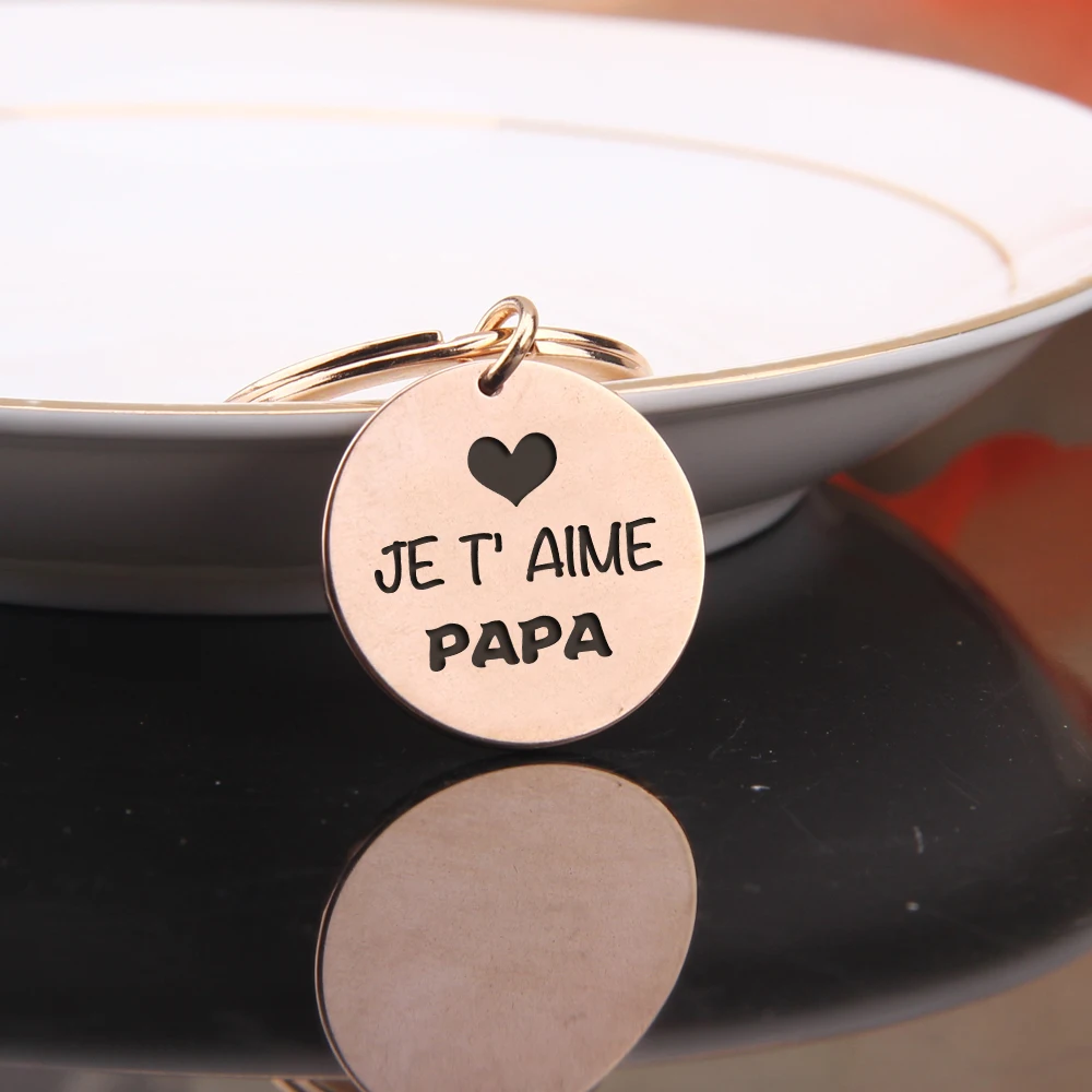FLYANGEL брелок с гравировкой Jet Aime Papa милые подарки держатель для ключей надписью Daddy