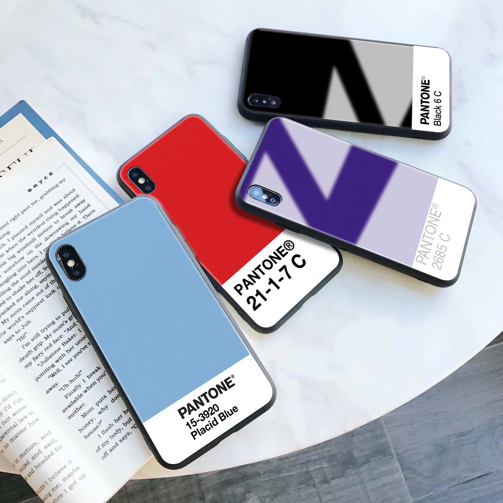 Pantone цветной чехол из закаленного стекла для телефона для iphone 5 6 7 8 6s 6s plus 7plus 8plus x xr xs xsmax